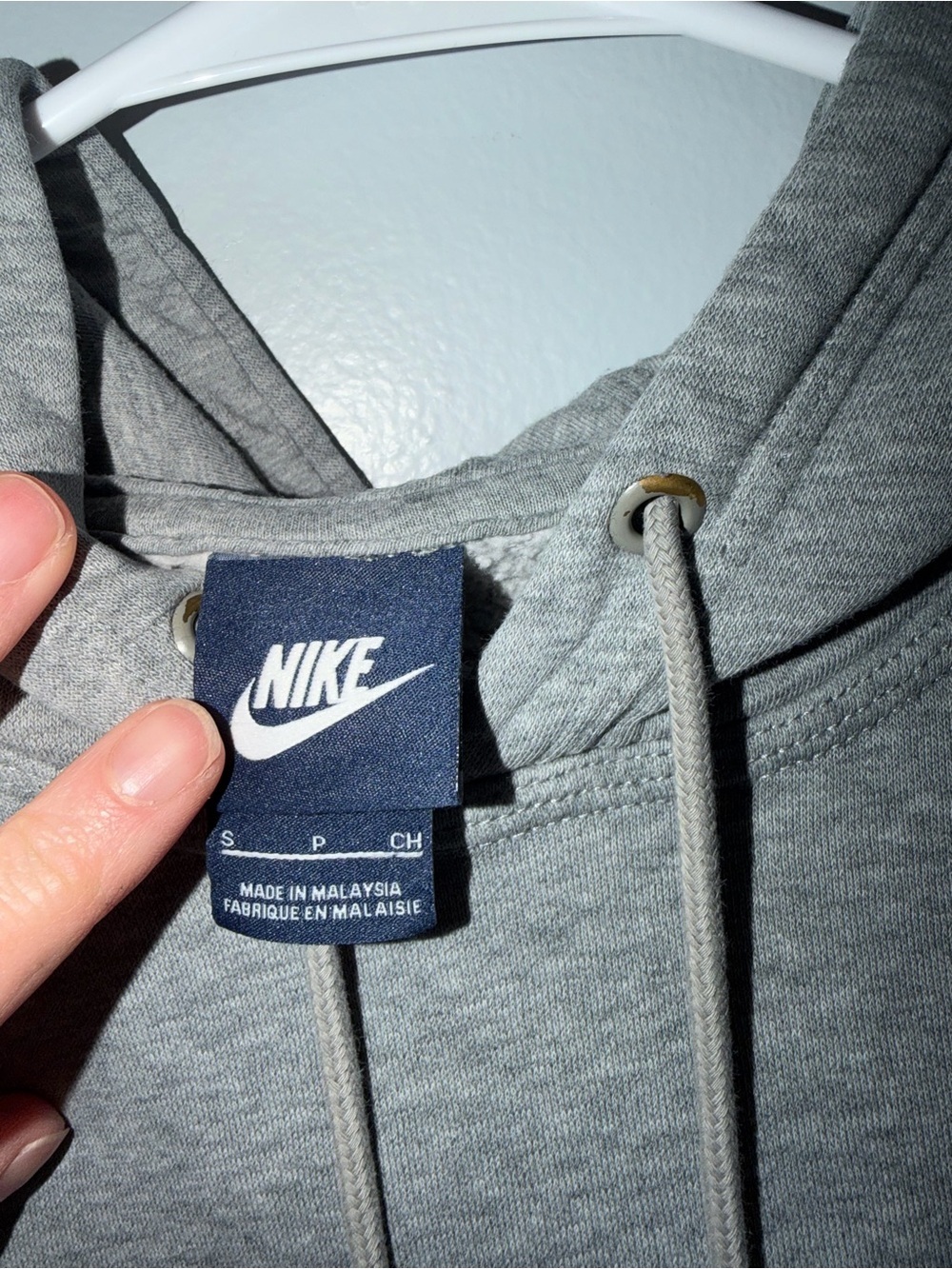 Nike Gray Pullover Hoodie with White Swoosh - Picture 3 of 4